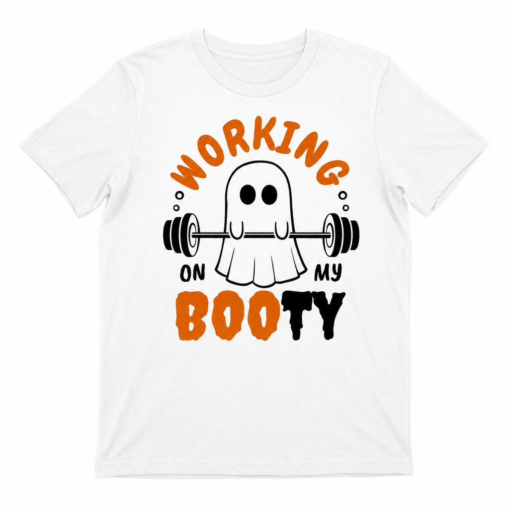 Halloween Ghost Workout T-Shirt Funny Gym Fitness Weightlifting Tee