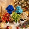 5 Flowers Artificial Christmas Flowers White Flower Pot New Year Fake Flower Home Decor Multi-Bloom Creative