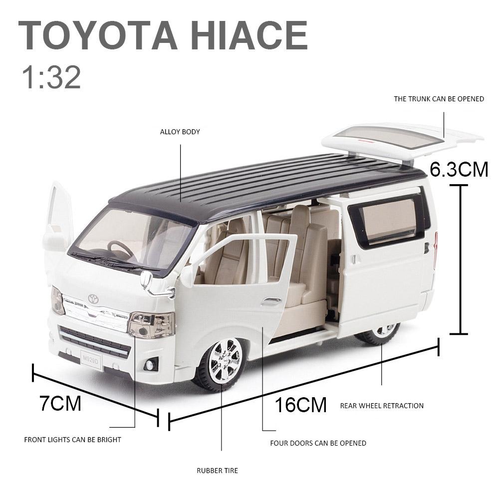 1:32 Scale Toyota Hiace MPV Alloy Car Model, Diecasts Metal Toy Vehicles Car Model with Simulation Sound and Light Collection Children Gift