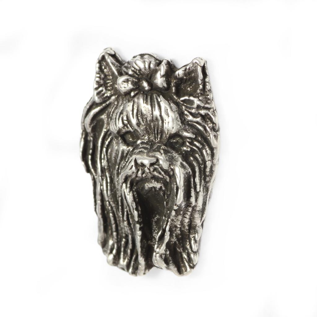 Yorkshire Terrier, Yorkie I  - Silver-plated dog brooch, elegant pin, jacket lapel decoration by Art-Dog brand