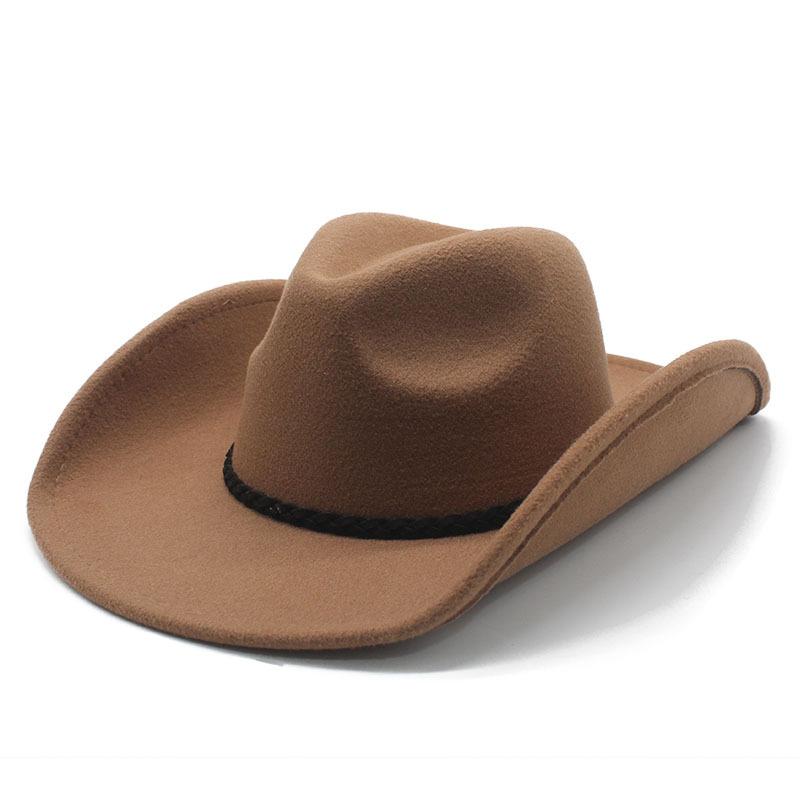 Cowboy Hat Felt Top Hat Western Gentleman'S Hat Felt Hat Jazz Hat Men'S Winter Hat