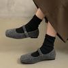 High-end Fluffy Cotton Shoes Autumn and Winter New Flat-bottomed Light-mouth Single Shoes Retro Temperament Mary Jane Shoes