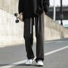 Men's Spring Summer Casual Pants Solid Color Corduroy Straight Loose Trousers Drawstring Elastic Waist Design Soft Sports Leisure Streetwear