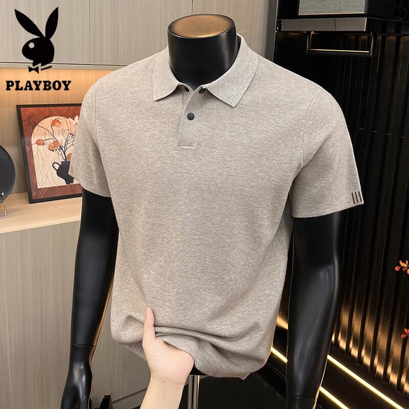 PLAYBOY Мужская однотонная вязаная рубашка-поло с коротким рукавом в стиле business casual