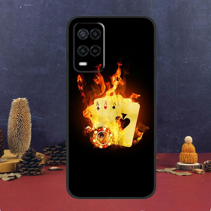 Poker Playing Card Case For OPPO A54 A74 A94 A98 A78 A79 A16 A76 A96 A5 A9 A17 A77 A15 A52 A72 A53 A57S Cover