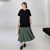 MODIQUE Summer Plus Size New Women Loose Elegant Printing Lace Pleated Patchwork Long Dress Female Casual Short Sleeve O-Neck Dresses