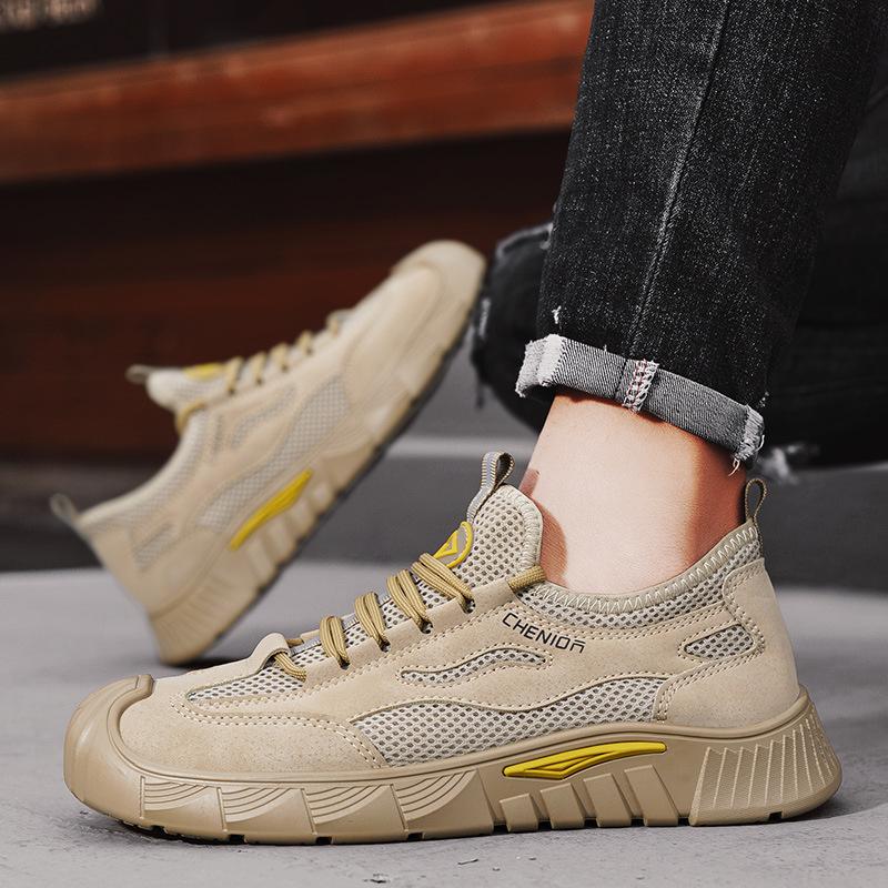 2025 Spring New Men's Shoes Mesh Breathable Casual Labor Protection Shoes Fashionable and Versatile Outdoor Travel Shoes Dirt-Resistant Single Shoes