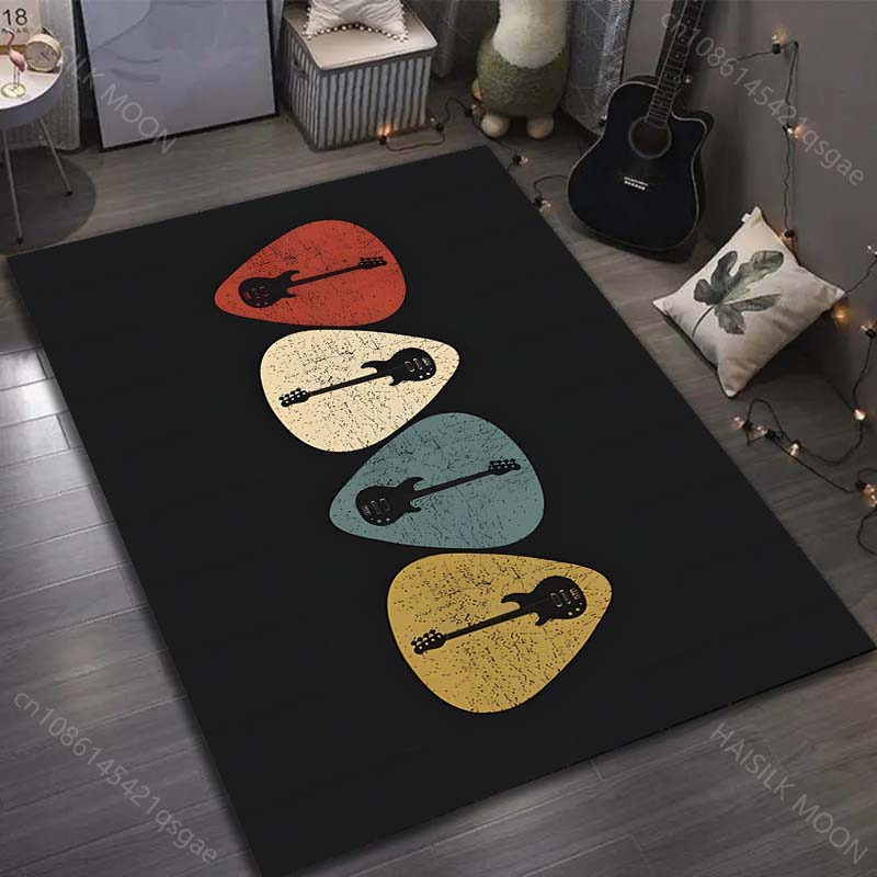 Music Life Musical Instruments Print Carpet for Living Room Bedroom Sofa Doormat Decor Area Rug Non-slip Floor Mat for Gifts