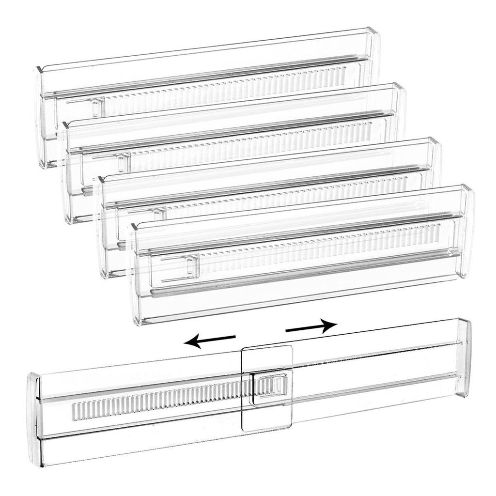 Adjustable Transparent Drawer Dividers with Foam Ends, Expandable and Retractable, Multiple Pack
