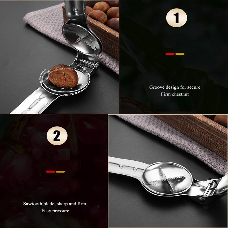 Stainless Steel Chestnut Machine, Chestnut Clip, Walnut Pliers, Sheath Cutter, Opener, Nut Cracker, Sheller Kitchen Tool, 2in 1