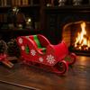 Snowflake Christmas Tree Relief 3D Printed Sleigh Ornament Red And Green Figurine with Holiday Scene Matching Props and Relief Festive Tabletop