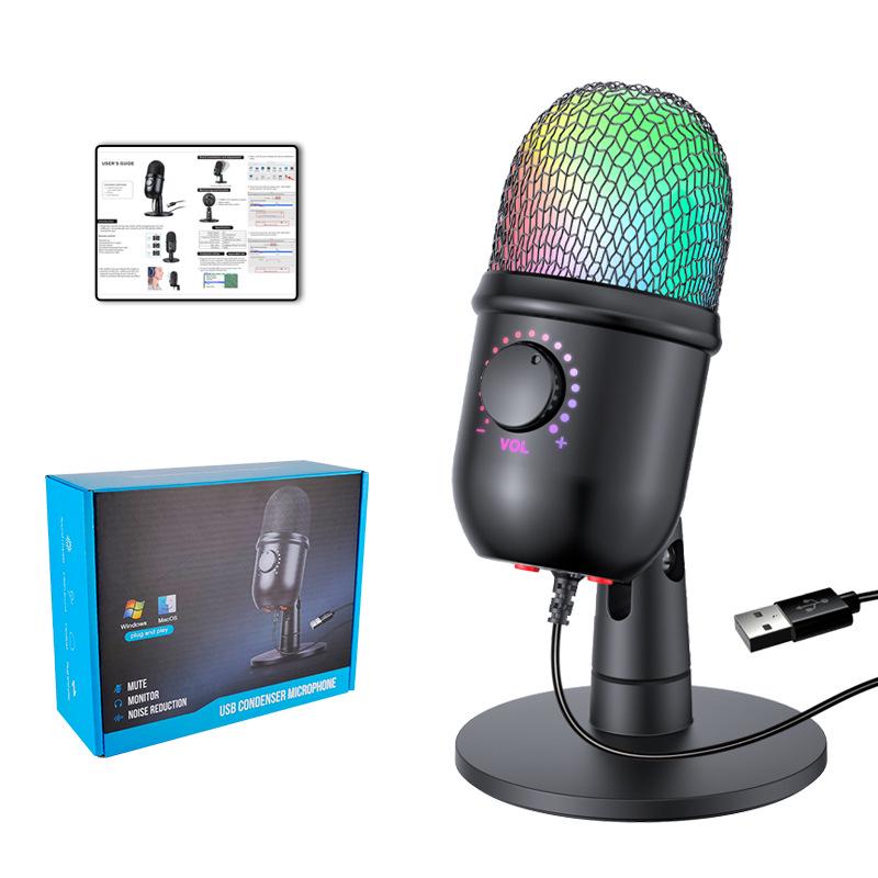 Энпинг USB Игровой Конденсаторный Микрофон с RGB Подсветкой для Стриминга и Караоке