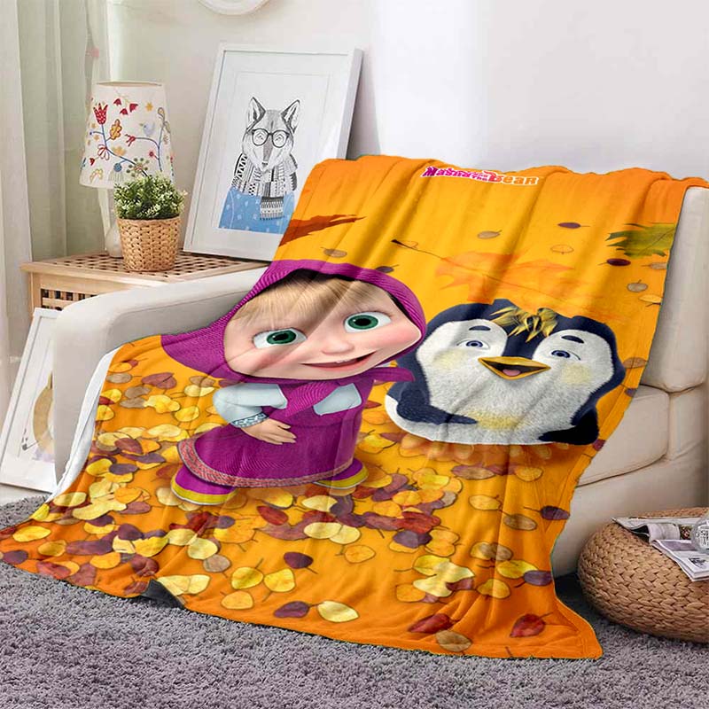 3D cartoon cute M-Masha and Bear blanket flannel home sofa bed bedroom warm portable children's gift picnic sleep soft blanket