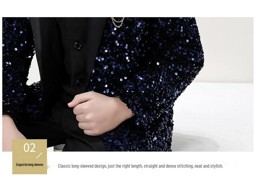 Красивый мальчишеский смокинг: Комплект с пайетками для выступлений и подиумов