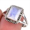 Подарочное кольцо из чистого серебра 925 пробы с натуральным радужным лунным камнем S.9 d8r31