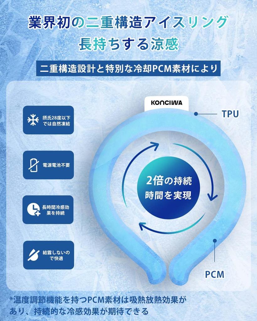 Konciwa Cool Double Tube Cool замерзает естественным образом ниже уровня люминесцентных ламп, охлаждающих шею, не подверженных тепловому удару, для поездок на работу и просмотра спортивных состязаний, праздничный подарок