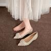 Sequined Flat-soled Heightening Wedding Shoes 2025 Xiuhe Main Wedding Dress Two Wear Crystal Bridal Shoes with Dress French Bridesmaid Shoes