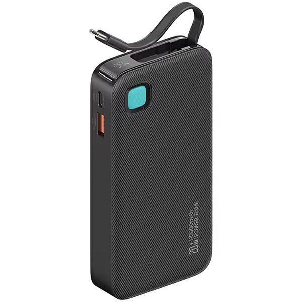 Powerbank USAMS ze zwijanym kablem USB-C 10000 mAh 20W PD Szybkie ładowanie Czarny