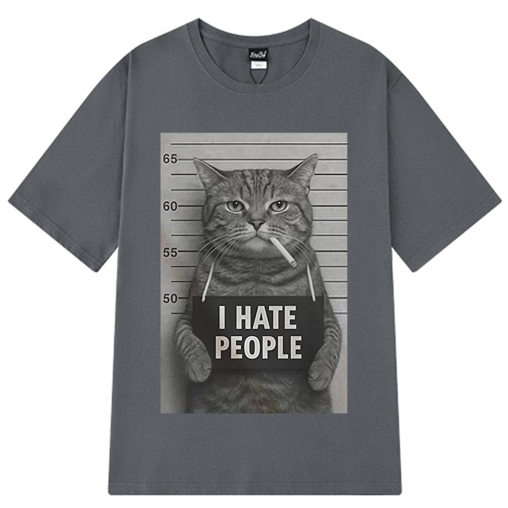 2026 Summer Cotton Printed TShirt Mugshot Cat Meme Graphic Tee Unisex WOMEN Plus Size Loose Casual Hip Hop Rap Breathable Top