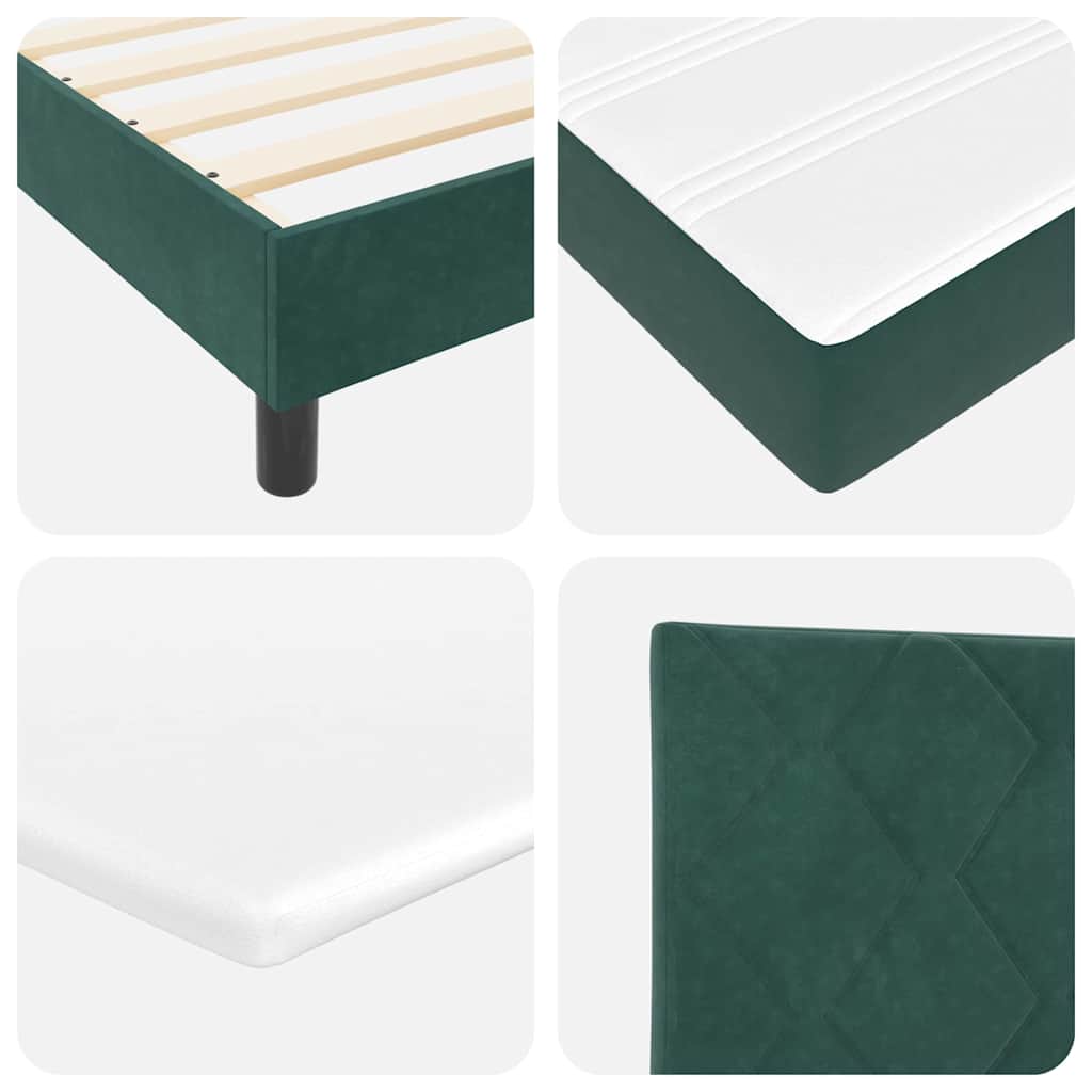LED Box Spring Bed with Mattress Dark Green 140 x 200 cm Velvet