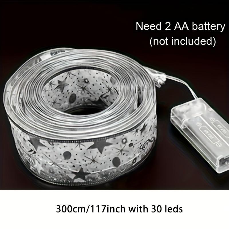 Рождественские гирлянды из лент, гирлянды из медной проволоки на батарейках, гирлянды из лент для рождественского и новогоднего декора