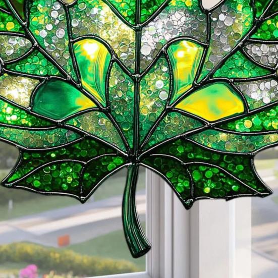 Maple Leaf Fall Ornament Window Hanging Autumn Leaf Suncatcher Stained Glass Wall Art for Thanksgiving Autumn Indoor Outdoor Home Decor