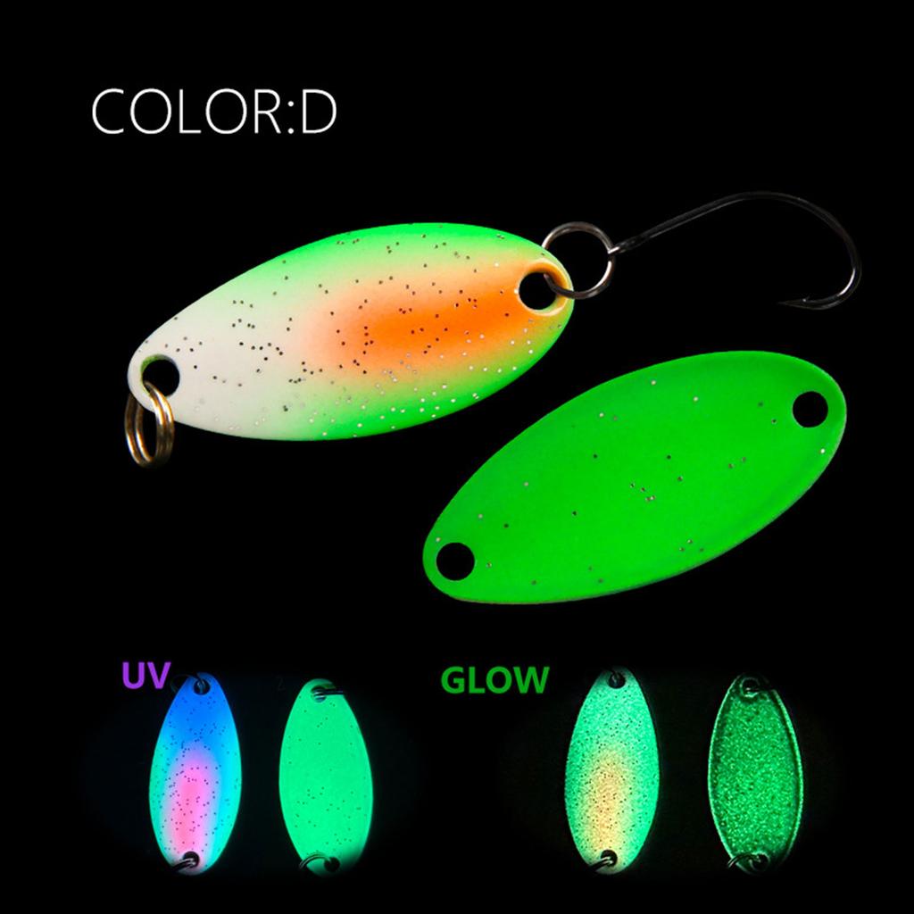 Glow Spoons Lures Metal Hard Baits for Trout Bass UV Luminous Fishing Baits with Single Hook Underwater Artificial Baits