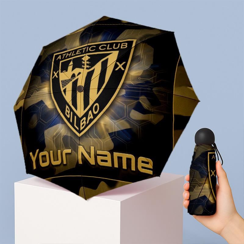 Athletic Bilbao Football Manual Five Fold 8 Rib Umbrella Support Custom Text, Lightweight Travel Umbrella