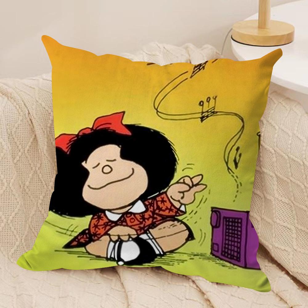 Cartoon MMafalda Cushion Cover Soft Plush DoubleSided Printed Sofa Pillow Cushion Cover  Cozy AllSeason Durable Decor Gift