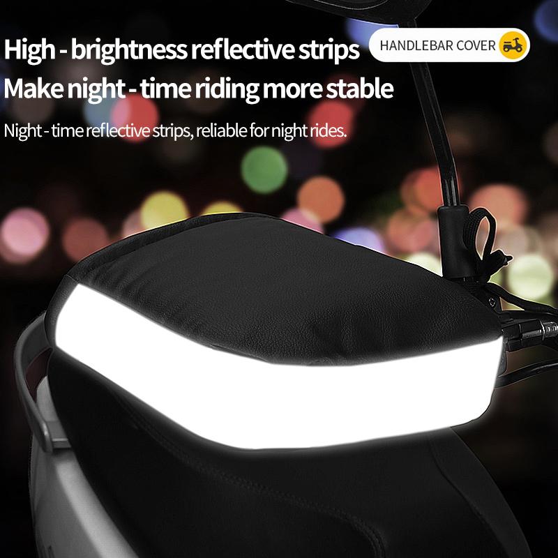 2PCS Winter Electric Bike Gloves - Warm Thickened Handle Covers, Rainproof & Windproof Motorcycle PU Leather Hand Protective Glo