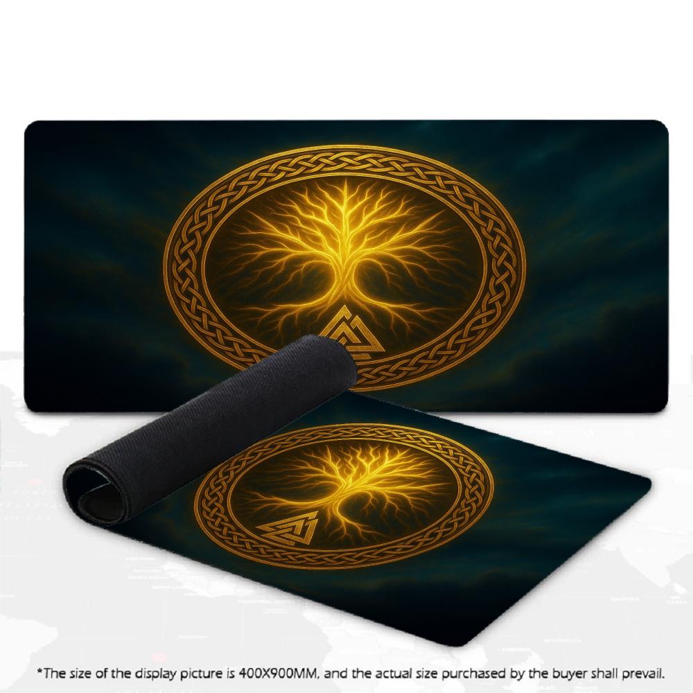 Viking Tree Of Life Mouse Pad XXL Rune Circle Norse Art Non‑Slip Rubber Deskmat Pc Game Keyboard Mats Large Computer Mouse Mat