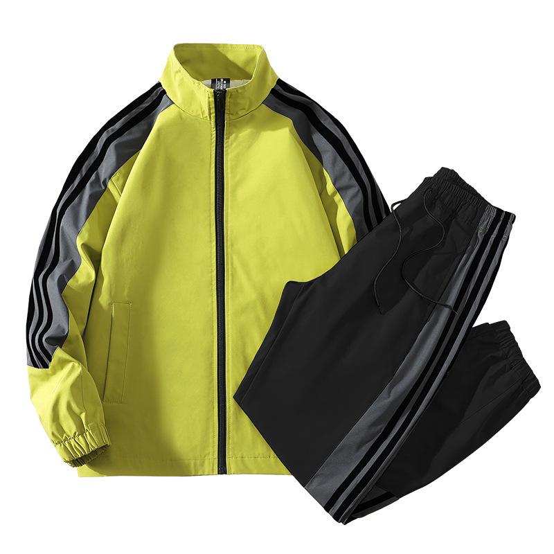 Весенне-осенний мужской воротник-стойка с тремя полосками, свободный повседневный трендовый спортивный костюм для мужчин