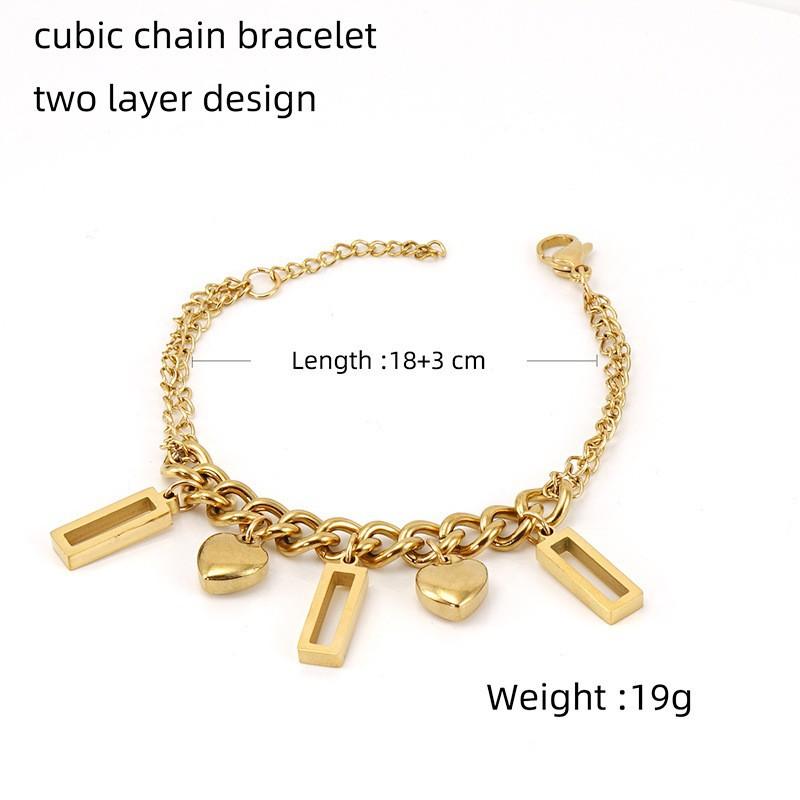 Модный браслет из нержавеющей стали, сочетание титановой стали и 18-каратного золота, геометрический дизайн Love Niche для женщин