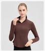 NUF Women's Autumn/Winter Nude-Feel Stand-Collar Half-Zip Yoga T-Shirt - Waist-Slimming Long-Sleeve Fitness Top