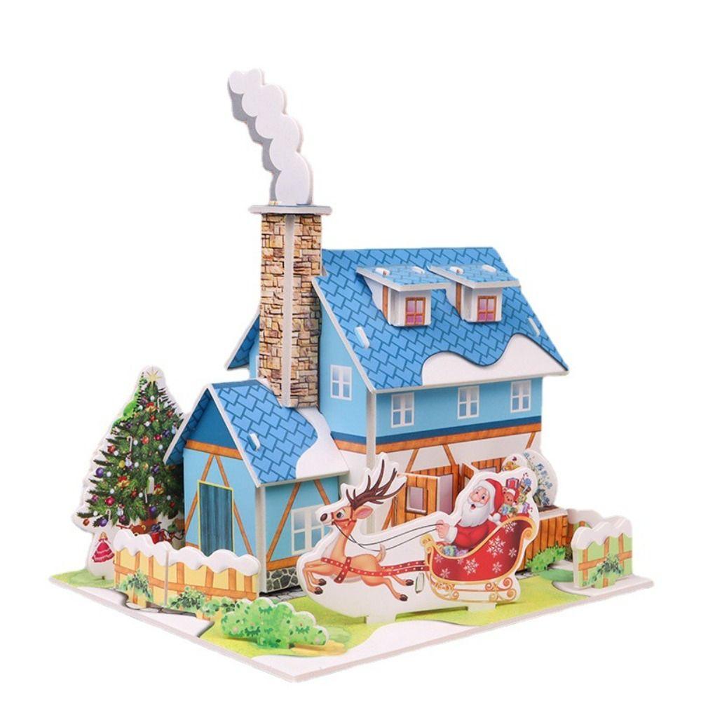 Рождественский домик Рождественский 3D пазл Поезд Детская модель Игрушка Бумажная карточка Пазл Детский сад