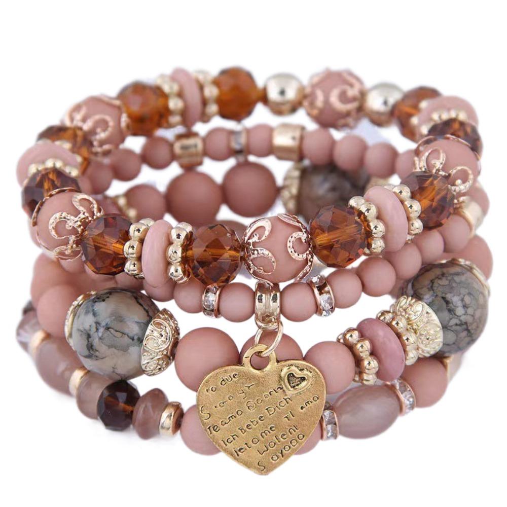 4pcs/set Letter Bohemian Beaded Bracelet Colorful Stone Wristband Bracelet DIY Jewelry
