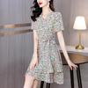 Женская летняя одежда новый темперамент знаменитости цветочный тонкий живот шифоновое платье