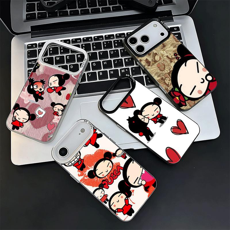 Мультяшный Милый Мягкий Чехол Pucca Garu для iPhone 15 16 17 Pro Max 17Air 16E 14 Plus 13 12 Mini Ударопрочный Задний Корпус