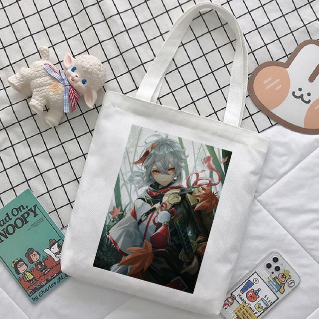 Женская сумка с героями мультфильмов Genshin Impact, сумка-шопер Y2K, повседневная модная женская сумка на плечо, японская холщовая сумка в стиле Харадзюку, большая вместительная сумка