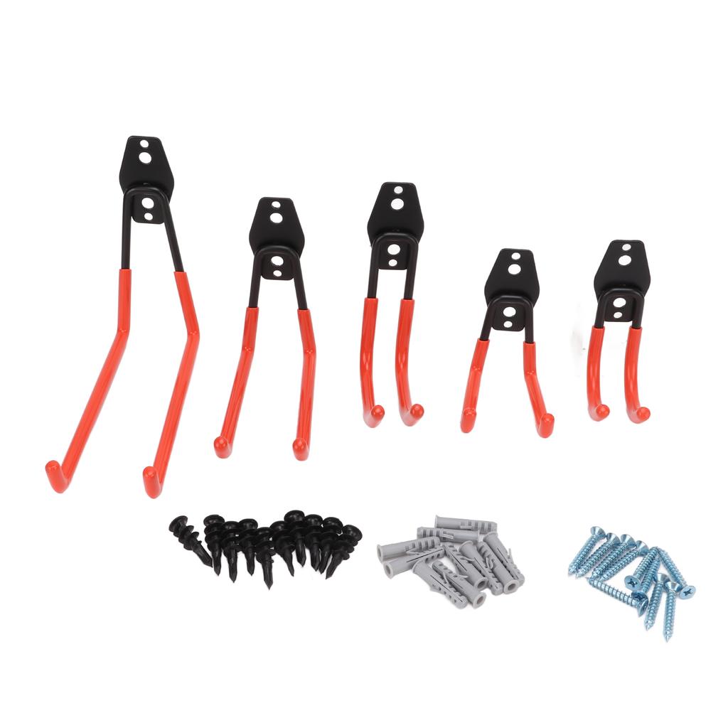 5Pcs Set 40kg Garage Storage Double Hooks Heavy Duty Wall Mount Bicycle Holder Hanger for RV Basement Chair Ladder