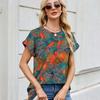 Весна и лето, новый свободный повседневный топ с круглым вырезом и короткими рукавами для женщин