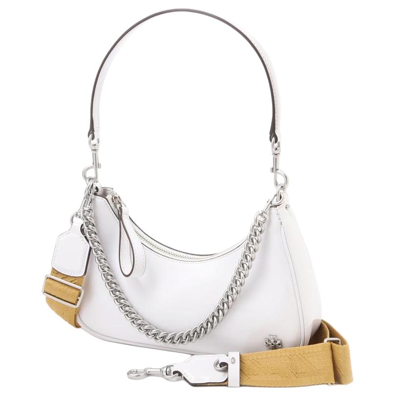 Tory Burch Mercer 22 Весна Лето Серебряная Цепочка Двойной Плечевой Ремень Кожаная Сумка под Мышку Женские Сумки Белый 88188-100