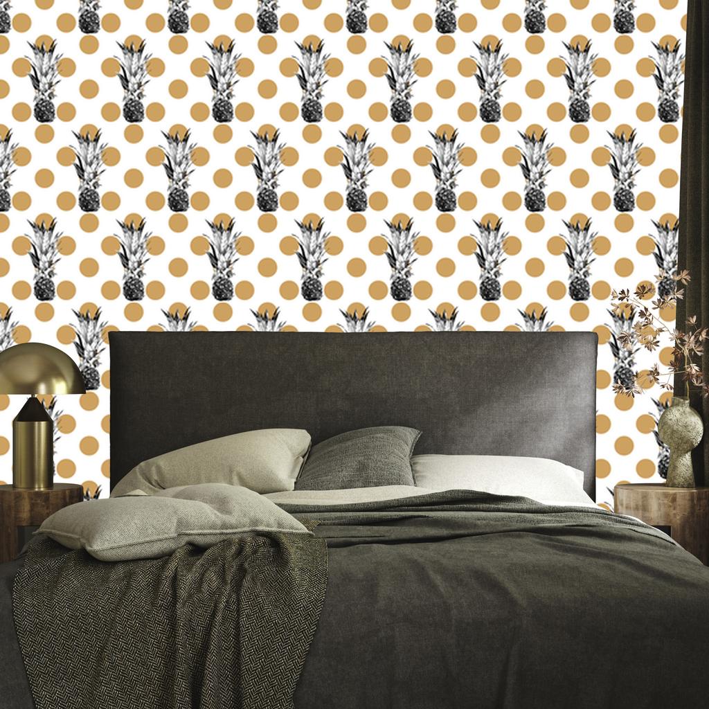 Pineapple wallpaper with dots for living room and bedroom 50x1000
