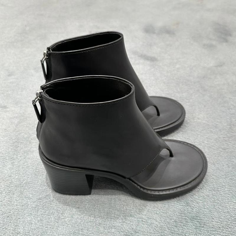Fashion New Retro Sexy Heels Ankle Boots For Women Flip-Flops Summer thick with Boots Runway Shoes Leather Short Boots Female Sandals