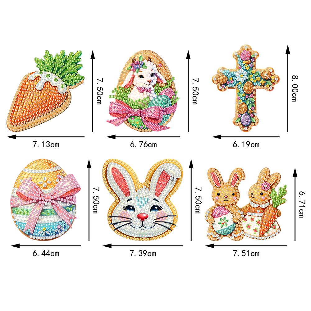Easter Pattern Acrylic Diamond Art Refrigerator Magnet Diamond Painting Fridge Magnets Crystal Sparkling Diamond Magnets Set
