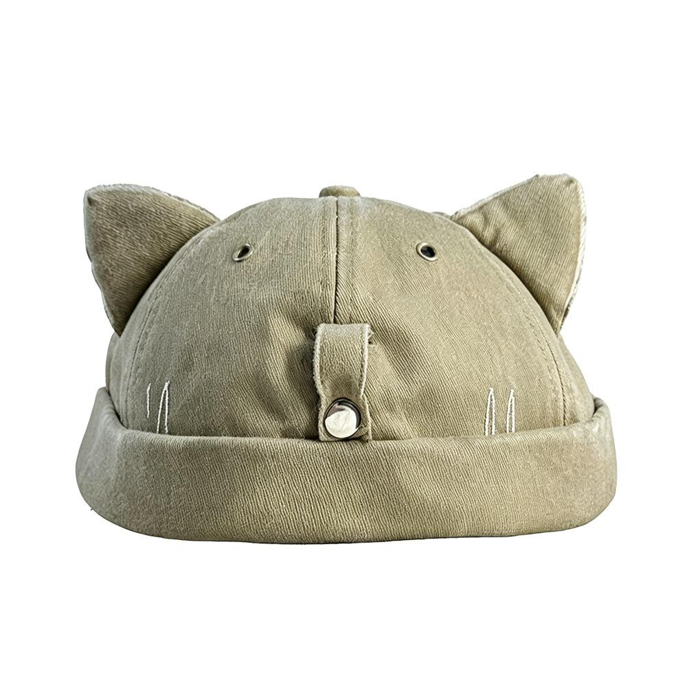 Sun protection Cat Ears Brimless Hat Water Washed Sun Hats Cute Beanie Hat