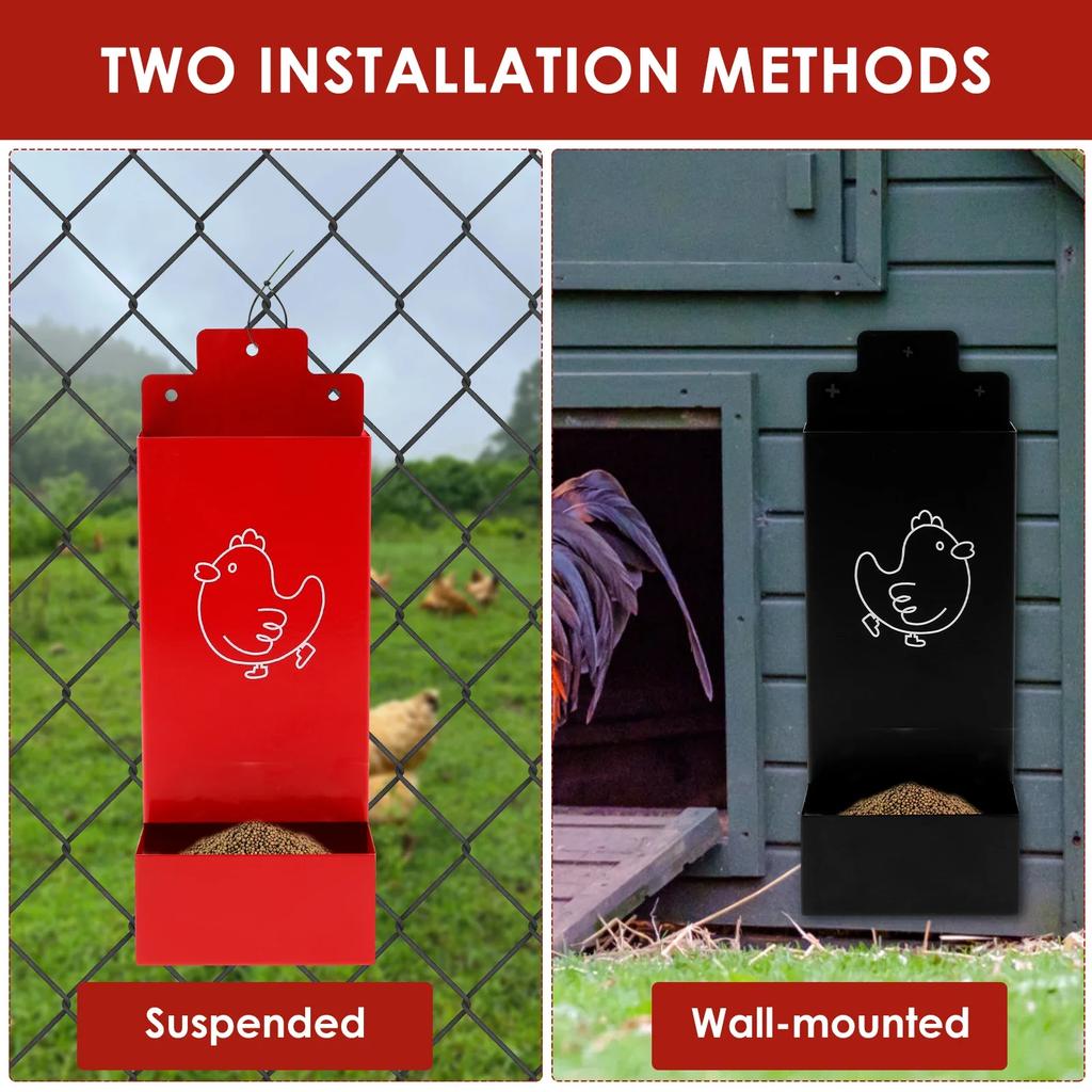 2 Pcs Hangable Chicken Feeder Oyster Shell Hen Feeder Large Capacity farm Poultry Food Grain Dispenser feeding watering supplies