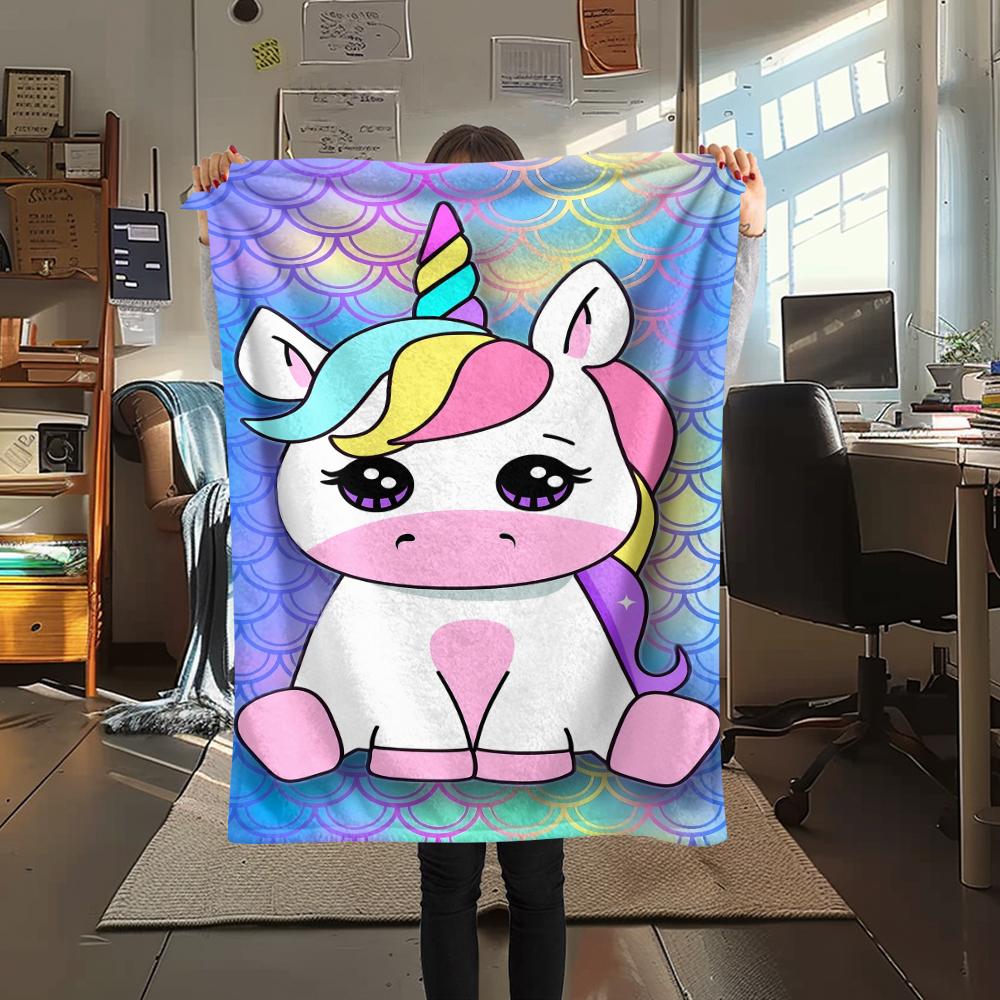 1Pc Uni-horse Print Flannel Blanket, High quality Comfortable for All Seasons, Home Decor, Warmth and Comfort, Perfect for Christmas Gifts