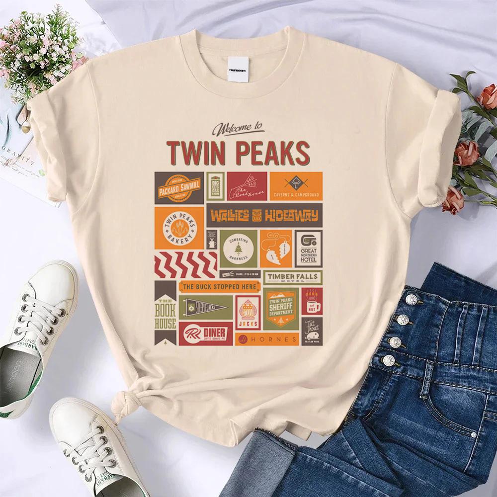 Футболка Twin Peaks женская Модная Y2k хип-хоп 2000-е Цветная футболка Психоделическая Поп-культура Классическая Модный принт Пастельный
