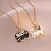 Women's Colorful Zircon Little Elephant Pendant Necklace, Trendy Titanium Steel Design